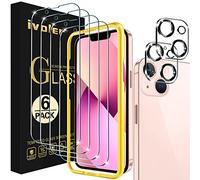 ivoler Pack de 4 Verre Trempé Compatible avec iPhone 13 6.1 Pouces, avec 2 pièces Caméra Arrière Protecteur et Kit Installation Offert, Film de Protection d’écran [Anti Rayures]