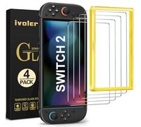 ivoler Pack de 4 Verre Trempé pour Nintendo Switch 2 Model 2025, avec Kit Installation Offert, installation en 30 secondes Film de Protection d’écran - 9H Glass - Anti Rayures - Sans Bulles