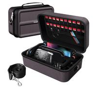 ivoler Pochette de Transport Tout-en-Un pour Nintendo Switch 2-Marron foncé | Housse Protection Rigide de Luxe Grande Capacité avec Bandoulière, Rangement Console, Manette, Accessoires et 20 Cartouches