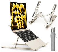 ivoler Support Ordinateur Portable, Support PC Portable Pliable à Surélever 6 Angles Réglable, Antidérapant en Aluminium Ventilé Stand Compatible avec Laptop, Tablet - Lumière stellaire