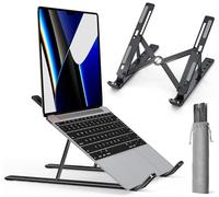ivoler Support Ordinateur Portable, Support PC Portable Pliable à Surélever 6 Angles Réglable, Antidérapant en Aluminium Ventilé Stand Compatible avec Laptop, Tablet -Noir