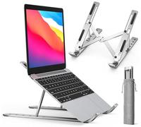 ivoler Support Ordinateur Portable, Support PC Portable Pliable à Surélever 6 Angles Réglable, Antidérapant en Aluminium Ventilé Stand Compatible avec Laptop, Tablet -Argent