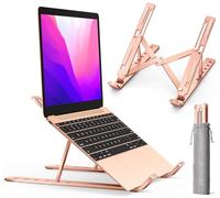 ivoler Support Ordinateur Portable, Support PC Portable Pliable à Surélever 6 Angles Réglable, Antidérapant en Aluminium Ventilé Stand Compatible avec Laptop, Tablet - Or Rose