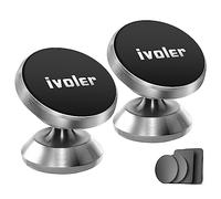 ivoler Support Telephone Voiture, [Lot de 2] Porte Téléphone Voiture Universel 360° Rotation, Magnetique Portable Aimant Adhésif pour Smartphone, Compatible pour Telephone-Argent