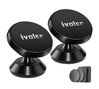 ivoler Support Telephone Voiture, [Lot de 2] Porte Téléphone Voiture Universel 360° Rotation, Magnetique Portable Aimant Adhésif pour Smartphone, Compatible pour Phones ou appareils GPS-Noir
