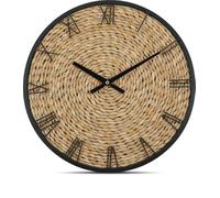 IvoQ Horloge murale - Jonc de mer tissé - Mouvement à quartz silencieux - 40 cm - Design rustique et moderne