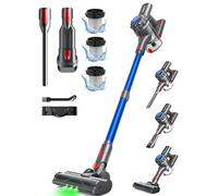 Ivormentico Aspirateur Balai sans Fil, 50Mins/40KPA/450W Aspirateur sans Fil, Aspirateur Balai avec LED Verte, Aspirateur avec Brosse à Plancher Améliorée, pour Tapis, Sols Durs, Poils d'animaux, Bleu