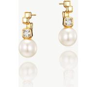 Ivory & Co Ivory & Co Gold St Louis Crystal Modern Abstract Pearl Drop Earrings