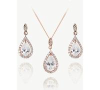 Ivory & Co Ivory & Co Rose Gold Belmont And Crystal Teardrop Set