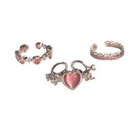 IVSDCFVLK Anneau ajustable en cœur Vintage Love for Women Punk Gothic Doigts Géométriques ouverts Fête de mariage Mode tendance filles