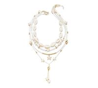 IVSDCFVLK Collier coquillage,perles de graines d’étoile de mer,ensemble long 4 pièces,empilement style vacances plage,chaîne de clavicule de créateur,bijoux cadeaux
