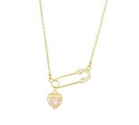 IVSDCFVLK Collier de goupille de sécurité en forme de gland en forme de cœur acier en titane incrusté de zircon chaîne légère de clavicule