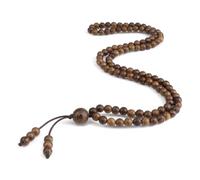 IVSDCFVLK Collier en bois de 6 mm à 108 perles pour femmes Hommes Franges de bénédiction tressées faits main Bouddha Méditation Rosaire Yoga Cadeau
