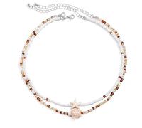 IVSDCFVLK Collier pour hommes Petites perles de graines superposées chaînes avec collier en étoile de mer tortue pour femmes Mode tendance féminine