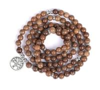 IVSDCFVLK Top 108 des perles de prière bouddhistes Mala Bracelets de perles naturelles en bois d’aigle Bracelet Rosaire en bois de yoga Arbre de vie Tag suspendu
