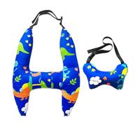 Ivtivfu Oreiller de Siège Auto en Forme de H pour Enfants (Dinosaure Bleu), Oreiller de Voiture pour Dormir, Support de Tête et Cou pour Enfants en Voyage