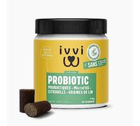 ivvi Probiotic pour Chien - Complément Alimentaire pour Bien-Etre Digestif - Probiotiques, Citrouille, Avoine, Graines de Lin et de Courge - 60 Délicieuses Friandises au Poulet, 270g