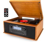 Ivx23 Platine Vinyle Bluetooth À 3 Vitesses Avec Haut-Parleurs Stéréo IntégrésTourne Disque Vinyle Et Cd Radio FmAuto-StopEntrée Auxiliaire Aux-InBois,Marron