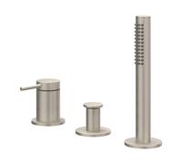 IVY Bond Combinaison pour rebord de baignoire - 3 voies - mitigeur - douchette extractible - sans bec - Nickel brossé PVD 6301133