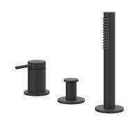 IVY Bond Combiné de bord de baignoire - 3 voies - mitigeur - douchette extractible - sans bec - Noir mat PED 6301132