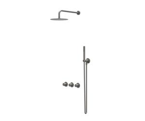 IVY Bond Ensemble de douche à effet pluie - encastré - symmetry - 2 robinets d'arrêt - bras de plafond 30 cm - grand pommeau de douche slim 20 cm - support avec sortie - flexible de douche 150 cm - do