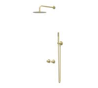 IVY Bond Ensemble de douche à effet pluie - encastré - symmetry - inverseur-arrêt 2 voies - bras de douche mural 40 cm - pomme de douche slim 25 cm - support avec sortie - flexible de douche 150 cm - 