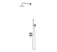 IVY Bond Ensemble de douche de pluie - encastré - inverseur d’arrêt 2 voies - bras de plafond 30 cm - douche de tête slim ronde 20 cm - support avec sortie - flexible de douche 150 cm - douchette à ma