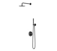 IVY Bond Ensemble de douche de pluie - encastré - inverseur d’arrêt 2 voies - bras de plafond 30 cm - pomme de douche principale medium ronde 25 cm - barre de douche avec sortie - flexible de douche 1