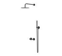 IVY Bond Ensemble de douche de pluie - encastré - symmetry - inverseur-arrêt 2 voies - bras de plafond 30 cm - tête de douche slim 25 cm - barre de douche avec sortie - flexible de douche 150 cm - dou