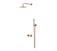 IVY Bond Ensemble de douche de pluie - encastré - symmetry - inverseur d'arrêt 2 voies - bras de plafond 15cm - grande douche de tête slim 30cm - support avec sortie - flexible de douche 150cm - douch