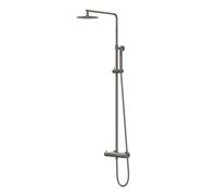 IVY Bond Ensemble de douche de pluie - pose apparente - pomme de douche principale medium 30 cm - douchette bâton Finition metal black brossé PVD CSB1GMAF