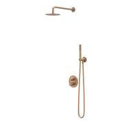 IVY Bond Ensemble de douche de tête - encastré - inverseur d’arrêt 2 voies - bras de plafond 30 cm - douche de tête slim ronde 25 cm - support avec sortie - flexible de douche 150 cm - douchette à mai