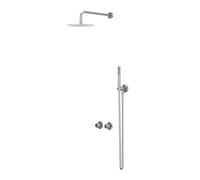 IVY Bond Ensemble de douche de tête - encastré - symétrie - inverseur-arrêt 2 voies - bras de plafond 15 cm - douche de tête medium 25 cm - support avec sortie - flexible de douche 150 cm - douchette 