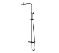 IVY Bond Ensemble de douche de tête pluie - apparent - pomme de douche principale medium 25cm - douchette à main modèle barre noir chrome PVD CSB1ZCAE