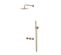 IVY Bond Ensemble de douche pluie - encastrable - symétrie - 2 robinets d'arrêt - bras mural 40 cm - pomme de douche slim 30 cm - barre curseur avec sortie - flexible de douche 150 cm - douchette 3 je