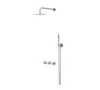 IVY Bond Ensemble de douche pluie - encastrable - symétrie - 2 robinets d'arrêt - bras plafond 30 cm - pomme de douche slim 30 cm - barre curseur avec sortie - flexible de douche 150 cm - douchette 3
