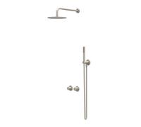 IVY Bond Ensemble de douche pluie - encastrable - symétrie - inverseur 2 voies avec arrêt - bras mural 40 cm - pomme de douche slim 25 cm - support avec sortie - flexible de douche 150 cm - douchette 