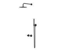 IVY Bond Ensemble de douche pluie - encastrable - symétrie - inverseur 2 voies avec arrêt - bras plafond 15 cm - pomme de douche slim 25 cm - barre curseur avec sortie - flexible de douche 150 cm - do