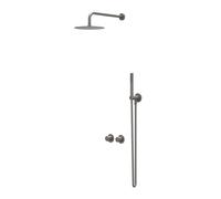 IVY Bond Ensemble de douche pluie - encastré - symmetry - inverseur d’arrêt 2 voies - bras de plafond 15 cm - douche de tête slim 25 cm - barre de douche avec sortie - flexible de douche 150 cm - douc