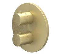 IVY Bond Partie apparente - pour mitigeur thermostatique encastré - inverseur d’arrêt 2 voies - rosace ronde - Or brossé mat PVD 6201154