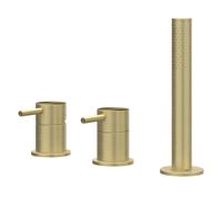 IVY Concord Combinaison de bord de baignoire - 3 voies - mitigeur - douchette extractible - sans bec - INOX316 - or mat brossé PVD 6301142