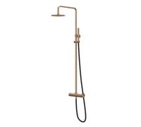 IVY Concord Ensemble de douche de pluie - apparent - douche de tête medium 25 cm - douchette bâton - AISI 316 - cuivre brossé mat PVD CSC1IGKAB