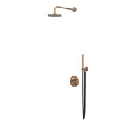 IVY Concord Ensemble de douche de pluie - encastré - inverseur-arrêt 2 voies - bras de plafond 30 cm - tête de douche principale medium ronde 20 cm - support avec sortie - flexible de douche 150 cm - 