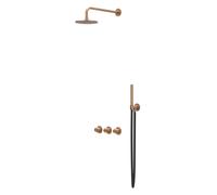 IVY Concord Ensemble de douche de pluie - encastré - symmetry - 2 robinets d'arrêt - bras de plafond 20cm - douche de tête medium 30cm - barre de douche avec sortie - flexible de douche 150cm - douche