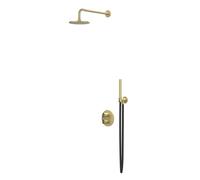IVY Concord Ensemble de douche de tête - encastré - inverseur-stop 2 voies - bras mural 40 cm - pomme de douche de tête medium ronde 20 cm - support avec sortie - flexible de douche 150 cm - douchette