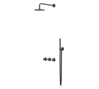 IVY Concord Ensemble de douche de tête - encastré - symmetry - 2 robinets d'arrêt - bras de plafond 30cm - douche de tête medium 25cm - support avec sortie - flexible de douche 150cm - douchette à mai