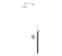 IVY Concord Ensemble de douche pluie - encastrable - inverseur avec robinet d'arrêt 2 voies - bras plafond 20 cm - pomme de douche medium 30 cm rond - support avec sortie - flexible de douche 150 cm -