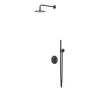 IVY Concord Ensemble de douche pluie - encastrable - inverseur avec robinet d'arrêt 2 voies - bras plafond 20 cm - pomme de douche medium 25 cm rond - support avec sortie - flexible de douche 150 cm -