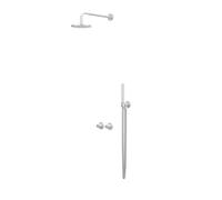 IVY Concord Ensemble de douche pluie - encastrable - symétrie - inverseur avec robinet d'arrêt 2 voies - bras plafond 20 cm - pomme de douche medium 20 cm - support avec sortie - flexible de douche 15