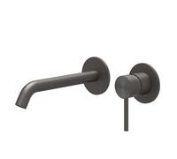 IVY Concord Ensemble de robinet mélangeur - 2 trous - avec partie encastrable - montage mural - bec courbé - démarrage à froid - inox 316 - noir carbone brossé PVD 6100364/6199001